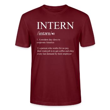 Définition de stagiaire Stagiaire Assistant d’emploi Cadeau - T-shirt bio CRAFTER Stanley Stella Unisexe - bordeaux - Devant - Alina (178cm) & Michal (187cm)