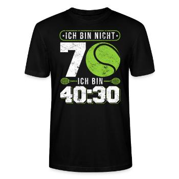Nicht 70 Ich bin 30:30 für 70. Geburtstag Tennis - Stanley/Stella Unisex Bio-T-Shirt CRAFTER - Schwarz - Vorne - Alina (178cm) & Michal (187cm)
