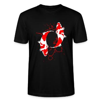 Koi poisson cadeau poisson japonais - T-shirt bio CRAFTER Stanley Stella Unisexe - noir - Devant - Alina (178cm) & Michal (187cm)