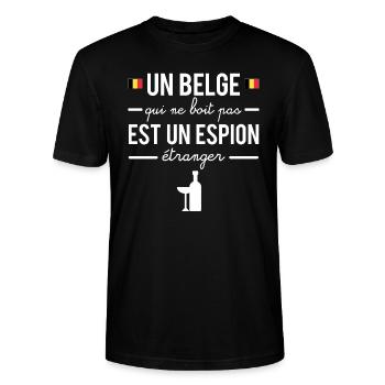 Un belge qui ne boit pas est un espion étranger - T-shirt bio CRAFTER Stanley Stella Unisexe - noir - Devant - Alina (178cm) & Michal (187cm)