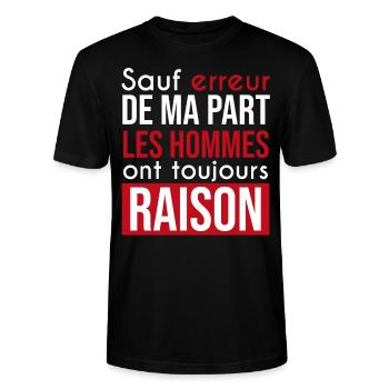 hommes toujours raison | misogyne et marrant - T-shirt bio CRAFTER Stanley Stella Unisexe - noir - Devant - Alina (178cm) & Michal (187cm)