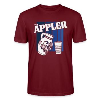 Hessischer Äppler, Apfelwein - Stanley/Stella Unisex Bio-T-Shirt CRAFTER - Burgunderrot - Vorne - Alina (178cm) & Michal (187cm)