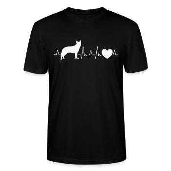 Australian Cattle Dog Herzschlag Hund - Stanley/Stella Unisex Bio-T-Shirt CRAFTER - Schwarz - Vorne - Alina (178cm) & Michal (187cm)