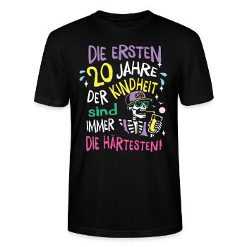 Die ersten 20 Jahre Geburtstag Geschenk Mann Frau - Stanley/Stella Unisex Bio-T-Shirt CRAFTER - Schwarz - Vorne - Alina (178cm) & Michal (187cm)