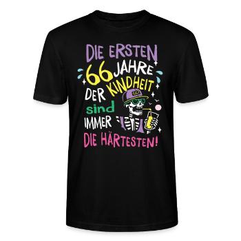 Die ersten 66 Jahre Geburtstag Geschenk Mann Frau - Stanley/Stella Unisex Bio-T-Shirt CRAFTER - Schwarz - Vorne - Alina (178cm) & Michal (187cm)