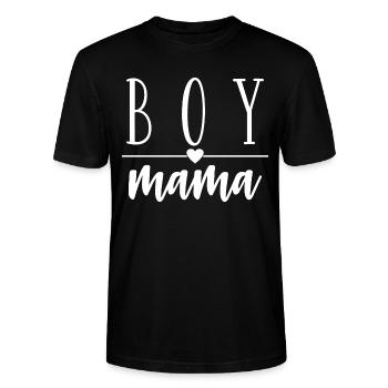 Boy Mom - Boy Mama Mom Of Boys Mother - Stanley/Stella CRAFTER Unisex Organic T-Shirt - black - Front - Alina (178cm) & Michal (187cm)