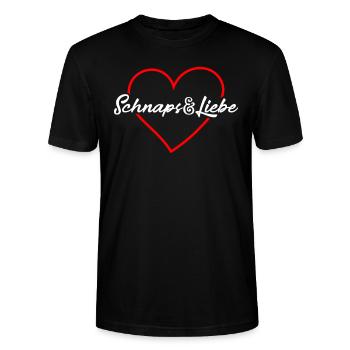 Schnaps Liebe Herz Saufen - Stanley/Stella Unisex Bio-T-Shirt CRAFTER - Schwarz - Vorne - Alina (178cm) & Michal (187cm)