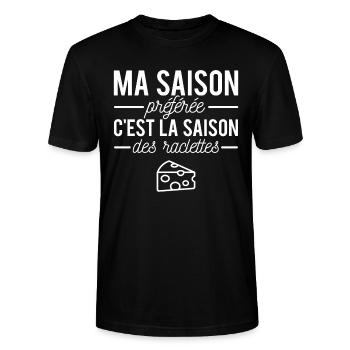 Ma saison préférée c'est la saison des raclettes - T-shirt bio CRAFTER Stanley Stella Unisexe - noir - Devant - Alina (178cm) & Michal (187cm)