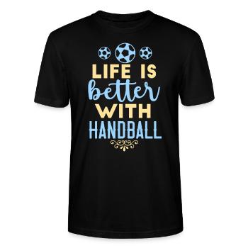 Das Leben ist besser mit Handballtorwart Deutschla - Stanley/Stella Unisex Bio-T-Shirt CRAFTER - Schwarz - Vorne - Alina (178cm) & Michal (187cm)