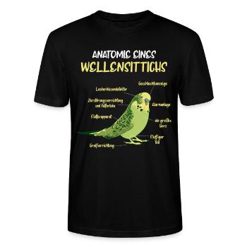 Anatomie eines Wellensittichs Vogel Sittich - Stanley/Stella Unisex Bio-T-Shirt CRAFTER - Schwarz - Vorne - Alina (178cm) & Michal (187cm)