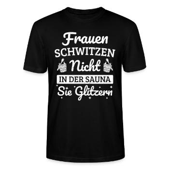 Saunagänger Frauen Schwitzen Nicht Saunieren Sauna - Stanley/Stella Unisex Bio-T-Shirt CRAFTER - Schwarz - Vorne - Alina (178cm) & Michal (187cm)