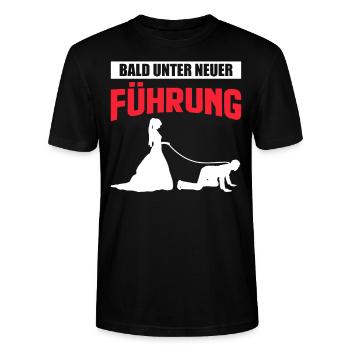 Junggesellenabschied | Bald unter neuer Führung - Stanley/Stella Unisex Bio-T-Shirt CRAFTER - Schwarz - Vorne - Alina (178cm) & Michal (187cm)