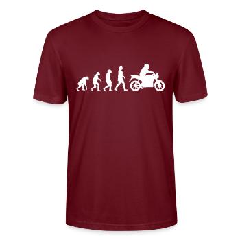Motorradfahrer Evolution Motorrad Biker - Stanley/Stella Unisex Bio-T-Shirt CRAFTER - Burgunderrot - Vorne - Alina (178cm) & Michal (187cm)