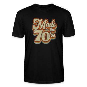 Années 70 - T-shirt bio CRAFTER Stanley Stella Unisexe - noir - Devant - Alina (178cm) & Michal (187cm)