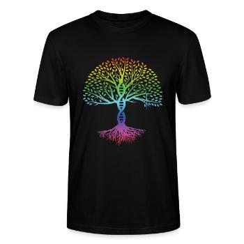 DNA Baum Bunte Meditation Yoga Zen Asana Geschenk - Stanley/Stella Unisex Bio-T-Shirt CRAFTER - Schwarz - Vorne - Alina (178cm) & Michal (187cm)