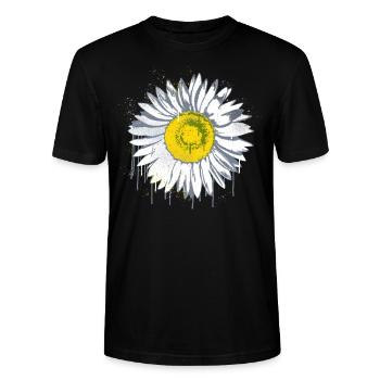 Daisy Stencil Graffiti Blume Margerite - Stanley/Stella Unisex Bio-T-Shirt CRAFTER - Schwarz - Vorne - Alina (178cm) & Michal (187cm)
