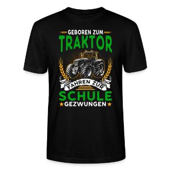 Geboren zum Traktor fahren Zur Schule gezwungen - Stanley/Stella Unisex Bio-T-Shirt CRAFTER - Schwarz - Vorne - Alina (178cm) & Michal (187cm)