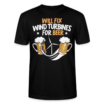 Will Fix Wind Turbines For Beer Turbine Technician - Stanley/Stella CRAFTER Unisex Organic T-Shirt - black - Front - Alina (178cm) & Michal (187cm)