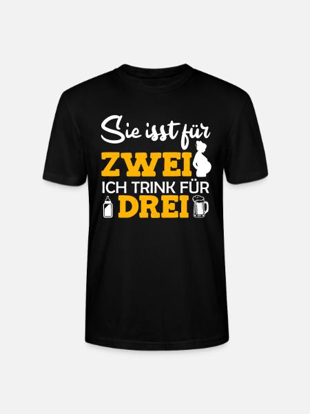 Hun spiser for 2 jeg drikker for 3 far-til-være - Stanley Stella CRAFTER unisex økologisk-T-shirt - sort
