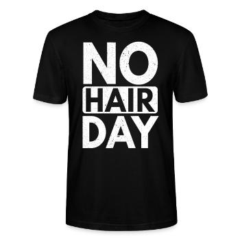 No Hair Day Kahlheit Lustige Kahle Witze Glatzkopf - Stanley/Stella Unisex Bio-T-Shirt CRAFTER - Schwarz - Vorne - Alina (178cm) & Michal (187cm)