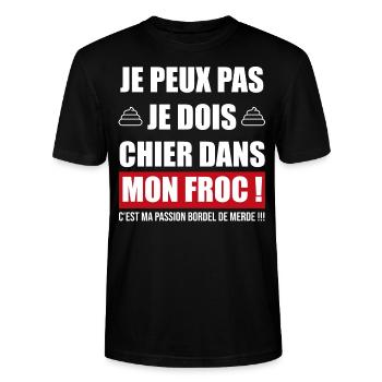 je peux pas chier dans mon froc | cadeau débile - T-shirt bio CRAFTER Stanley Stella Unisexe - noir - Devant - Alina (178cm) & Michal (187cm)