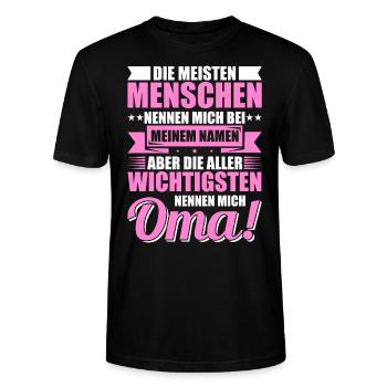 Lustige Oma Sprüche Geschenkideen - Stanley/Stella Unisex Bio-T-Shirt CRAFTER - Schwarz - Vorne - Alina (178cm) & Michal (187cm)