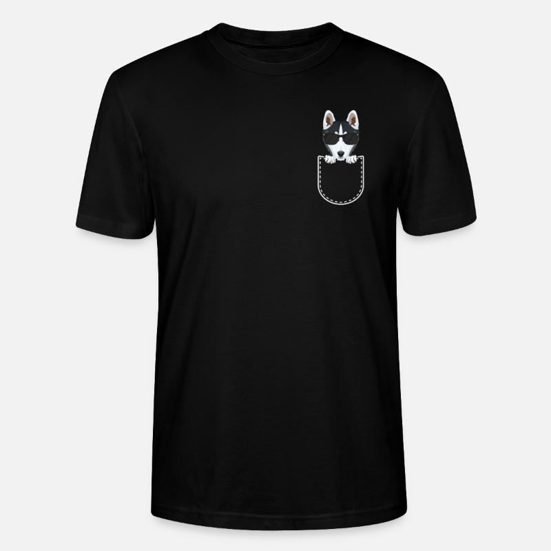 Husky in der Brusttasche - Stanley/Stella Unisex Bio-T-Shirt CRAFTER - Schwarz