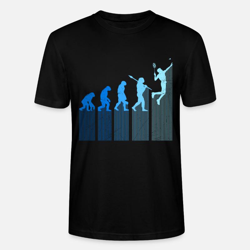 Badmintonspieler Evolution Affe Mensch Entwicklung - Stanley/Stella Unisex Bio-T-Shirt CRAFTER - Schwarz