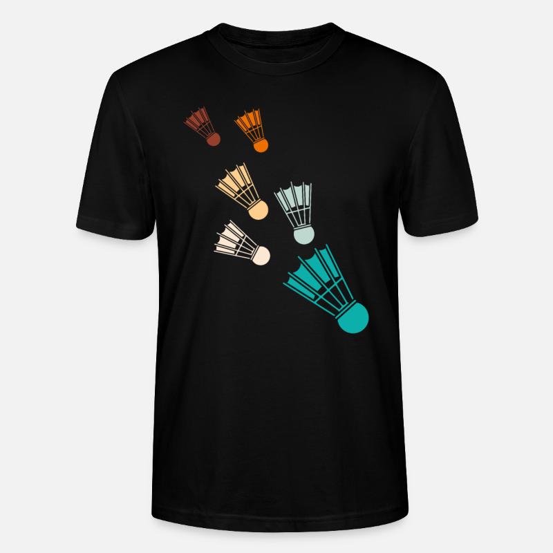 Retro Badminton Federbälle Shuttlecocks - Stanley/Stella Unisex Bio-T-Shirt CRAFTER - Schwarz