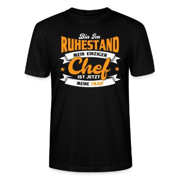 Bin Im Ruhestand Mein Einziger Chef Ist Meine Frau - Stanley/Stella Unisex Bio-T-Shirt CRAFTER - Schwarz - Vorne - Alina (178cm) & Michal (187cm)