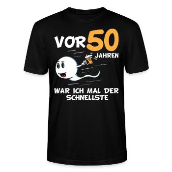 50 Geburtstag lustige Sprüche - Stanley/Stella Unisex Bio-T-Shirt CRAFTER - Schwarz - Vorne - Alina (178cm) & Michal (187cm)