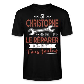 Si Christophe ne peut pas le réparer on est foutus - T-shirt bio CRAFTER Stanley Stella Unisexe - noir - Devant - Alina (178cm) & Michal (187cm)