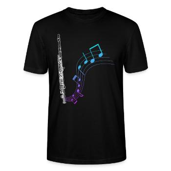 Querflöte Geschenk Musik Noten - Stanley/Stella Unisex Bio-T-Shirt CRAFTER - Schwarz - Vorne - Alina (178cm) & Michal (187cm)