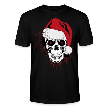 schädel skull christmas meme bad santa claus xmas - Stanley/Stella Unisex Bio-T-Shirt CRAFTER - Schwarz - Vorne - Alina (178cm) & Michal (187cm)
