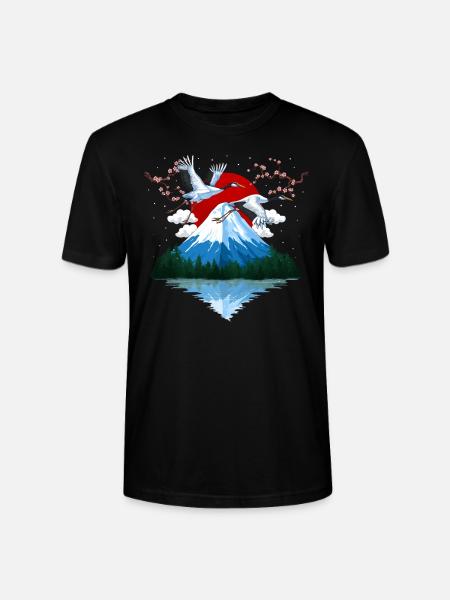 Japanse Mountain Cranes - Stanley/Stella CRAFTER Unisex Organic T-Shirt - black