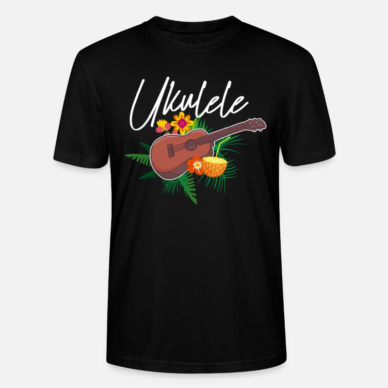 Ukulélé Hawaii Fleurs Cadeaux - T-shirt bio CRAFTER Stanley Stella Unisexe - noir