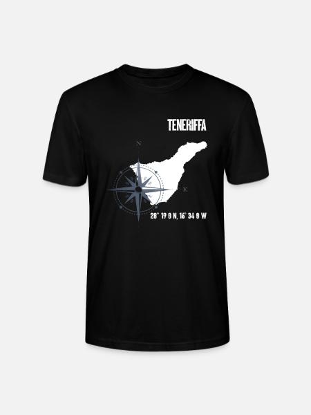 Tenerife Atlantic Island Koordinater Kort Ferie - Stanley Stella CRAFTER unisex økologisk-T-shirt - sort