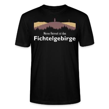 Meine Heimat ist das Fichtelgebirge Schneeberg - Stanley/Stella Unisex Bio-T-Shirt CRAFTER - Schwarz - Vorne - Alina (178cm) & Michal (187cm)