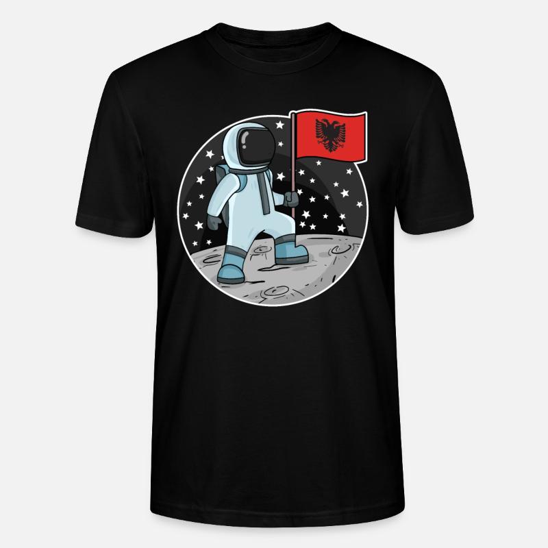 Astronaute avec drapeau Albanie - T-shirt bio CRAFTER Stanley Stella Unisexe - noir
