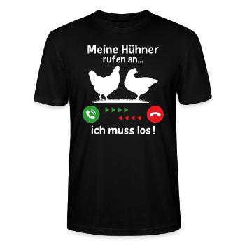 Meine Hühner rufen an ich muss los - Stanley/Stella Unisex Bio-T-Shirt CRAFTER - Schwarz - Vorne - Alina (178cm) & Michal (187cm)