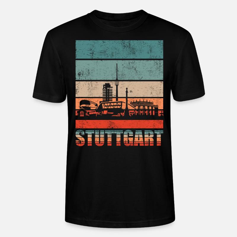 Stuttgart Skyline Geschenkidee - Stanley/Stella Unisex Bio-T-Shirt CRAFTER - Schwarz