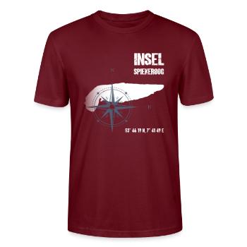 Spiekeroog Île de la mer du Nord Coordonnées Carte Vacances - T-shirt bio CRAFTER Stanley Stella Unisexe - bordeaux - Devant - Alina (178cm) & Michal (187cm)