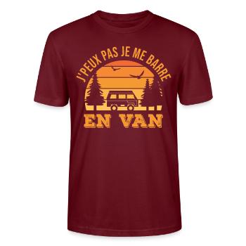 j'peux pas je me barre en van cadeau anniversaire - T-shirt bio CRAFTER Stanley Stella Unisexe - bordeaux - Devant - Alina (178cm) & Michal (187cm)