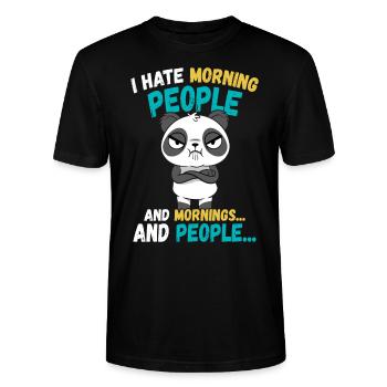 Panda Lustige Tiere Sprüche - Stanley/Stella Unisex Bio-T-Shirt CRAFTER - Schwarz - Vorne - Alina (178cm) & Michal (187cm)