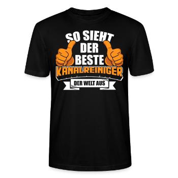 Beruf & Arbeit Arbeitskleidung | Kanalreiniger - Stanley/Stella Unisex Bio-T-Shirt CRAFTER - Schwarz - Vorne - Alina (178cm) & Michal (187cm)