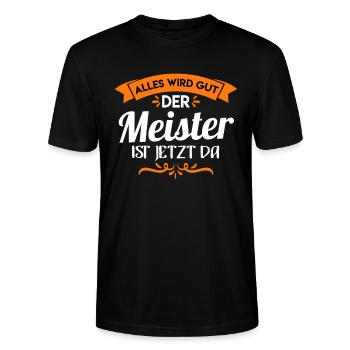 Meister Meisterprüfung - Stanley/Stella Unisex Bio-T-Shirt CRAFTER - Schwarz - Vorne - Alina (178cm) & Michal (187cm)