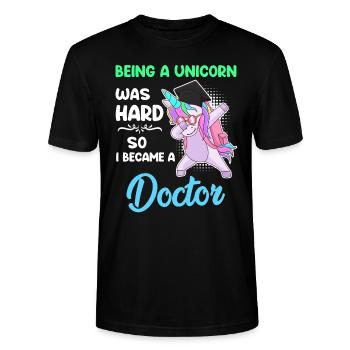 Doktor Einhorn 2022 Promotion Disputation - Stanley/Stella Unisex Bio-T-Shirt CRAFTER - Schwarz - Vorne - Alina (178cm) & Michal (187cm)