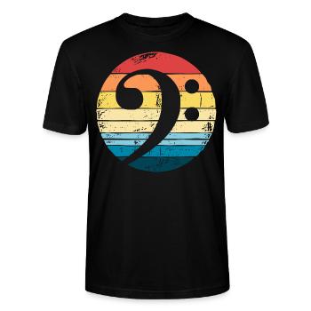 Bassist Bass Basser Retro Bassschlüssel - Stanley/Stella Unisex Bio-T-Shirt CRAFTER - Schwarz - Vorne - Alina (178cm) & Michal (187cm)