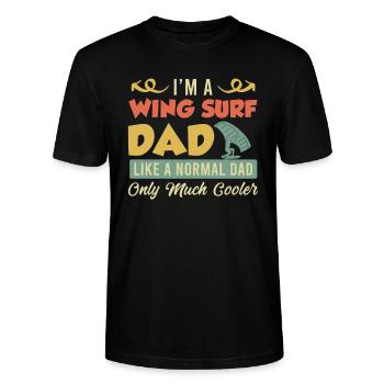 Wing Surf Dad Wing Foil Papa Vatertag - Stanley/Stella Unisex Bio-T-Shirt CRAFTER - Schwarz - Vorne - Alina (178cm) & Michal (187cm)