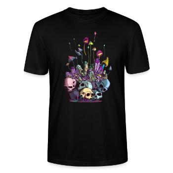 Magic Mushrooms Chrystal Skull Gems Fantasy - Stanley/Stella CRAFTER Unisex Organic T-Shirt - black - Front - Alina (178cm) & Michal (187cm)